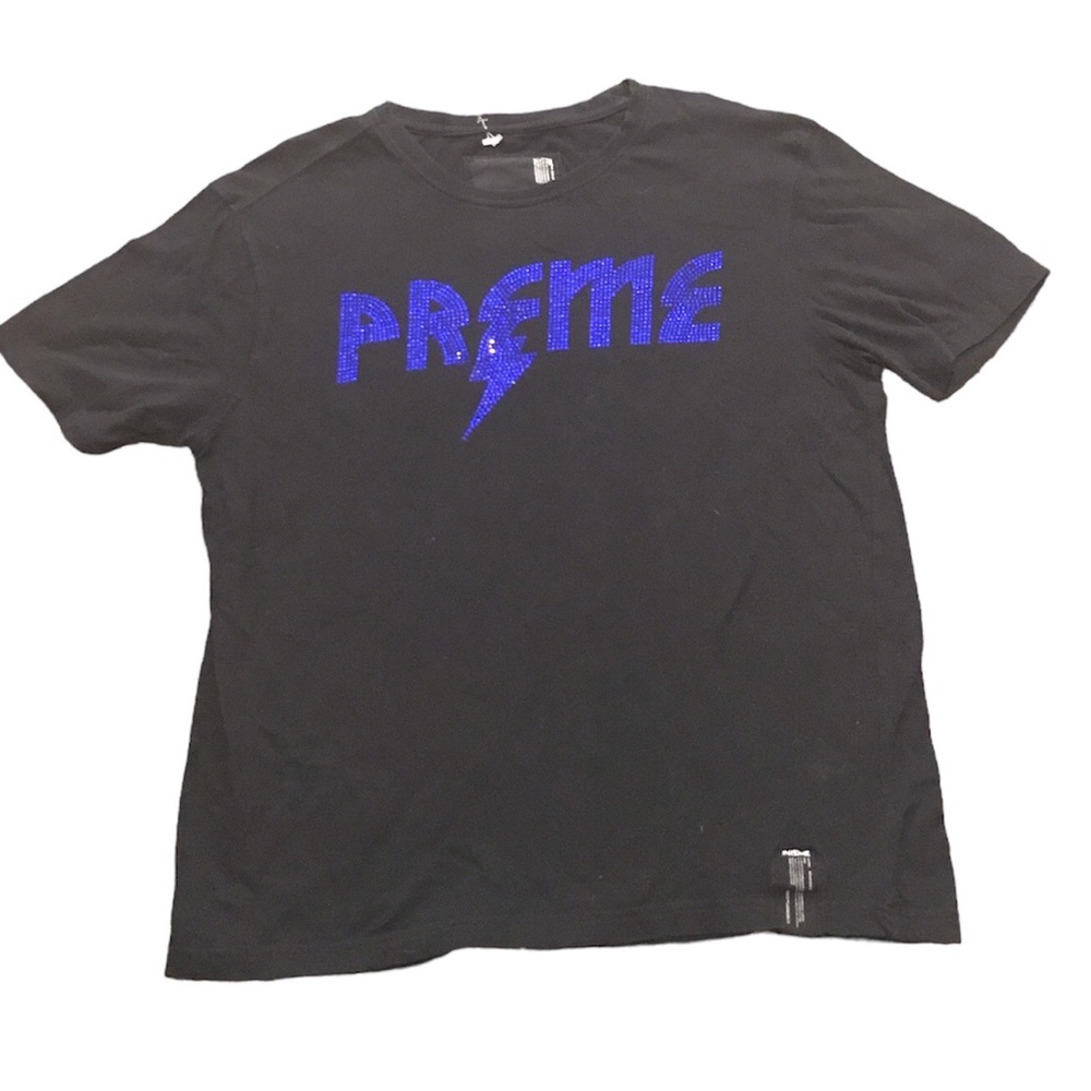 Preme logo rhinestone embellished short sleeve T-shirt size large
